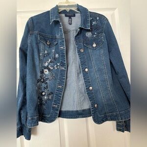 Charter Club Embroidered Denim Jacket - Floral Details